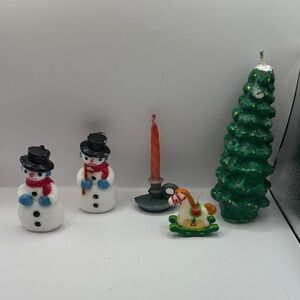 Group of five vintage Christmas candles